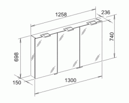 Фото Зеркальный шкаф Keuco Royal 35 13504176302, алюминий