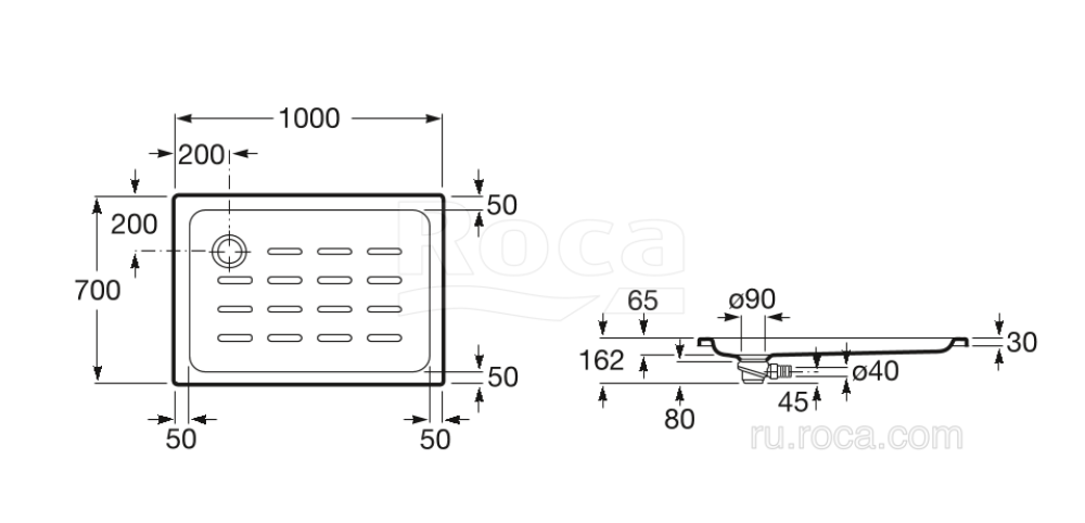 Душевой поддон Roca Easy (276088000) белый