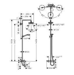 Душевая система с термостатом 27352400 Hansgrohe Croma Select E Showerpipe 180 (белый, хром)