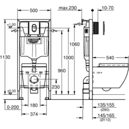 Grohe Solido Compact 39536000 Комплект инсталляция и унитаз подвесной безободковый, цвет унитаза: ал