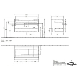 Villeroy Boch Collaro C016L0FQ Тумба под раковину 1000х500 мм (Oak Graphite)
