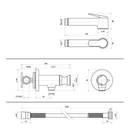 Фото Гигиенический душ Bossini Paloma Brass E37005B.094 с прогрессивным смесителем
