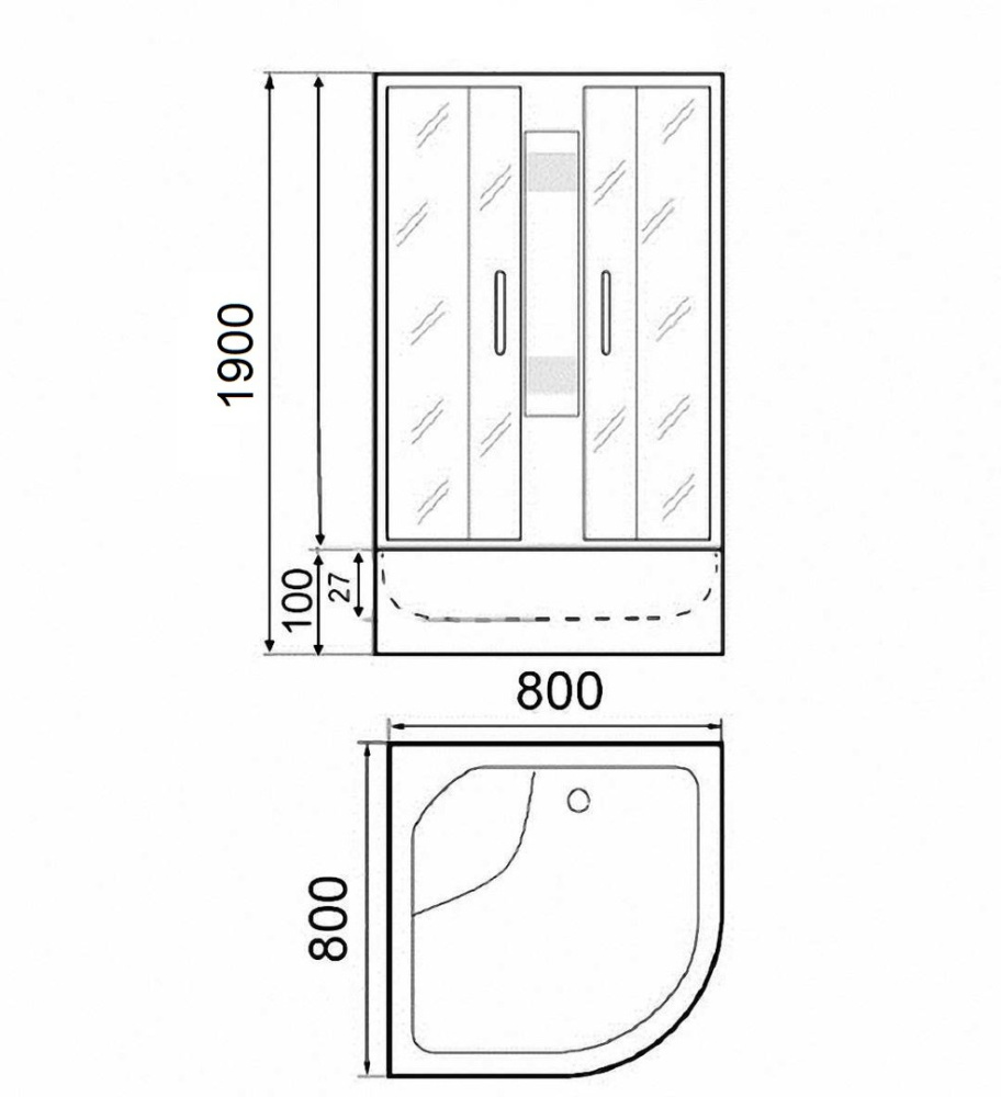 Уголок душевой Parly ZE911B с поддоном