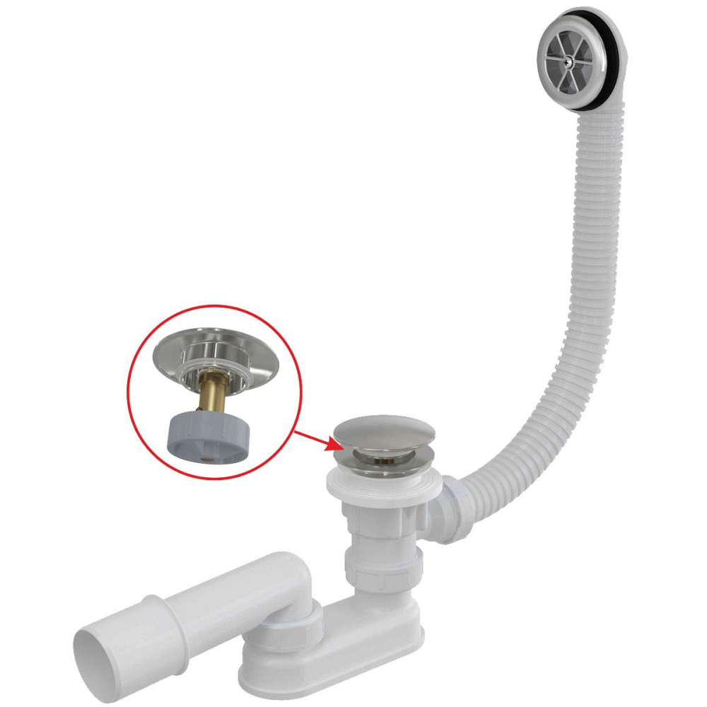 Фото Alcaplast Сифон для ванны click/clack металл – пластик, A505CKM