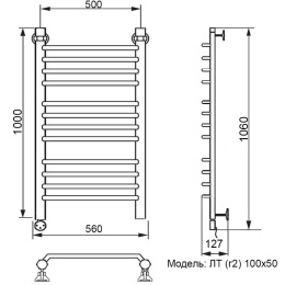 Полотенцесушитель электрический Ника Trapezium ЛТ (г2), левый тэн ЛТ Г2 100/50 лев