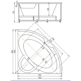 Акриловая ванна 150x150 Aquatek (POL2-0000041), Угловая