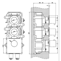Смеситель для душа Gessi 316 Wellness (54504#239) сталь матовая