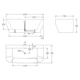 Акриловая ванна 165x78 BelBagno (BB741650), квадратная
