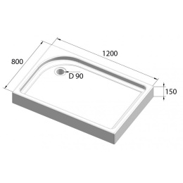Душевой поддон BelBagno TRAY-BB-AH-120/80-15-W 120 x 80 см с сифоном