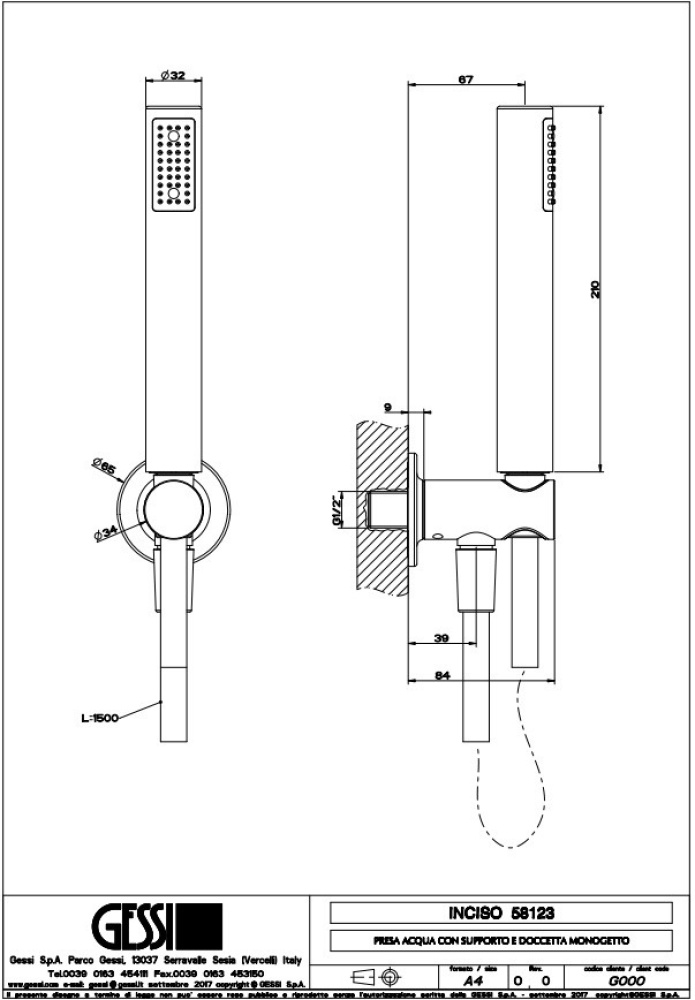 Фото Душевой гарнитур Gessi Inciso (58123#299) черный