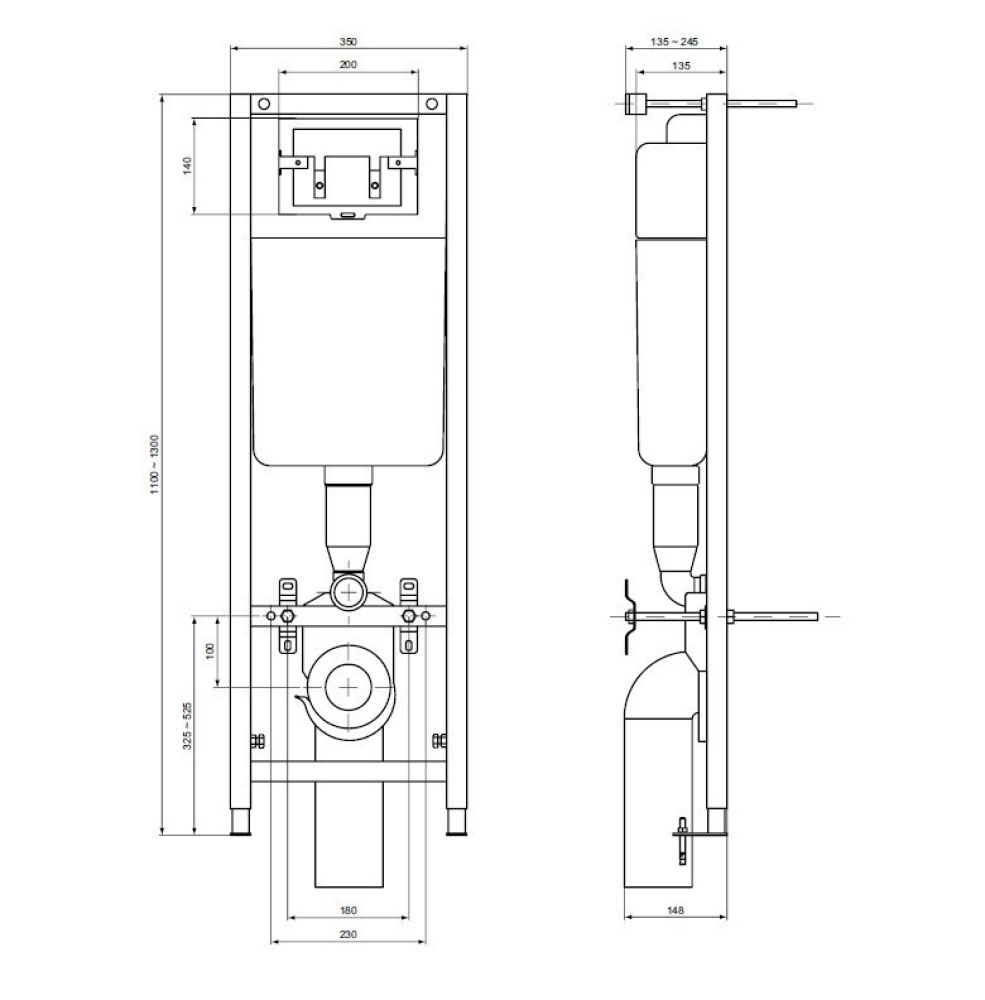 Инсталляционная система для подвесного унитаза W370567 Ideal Standard