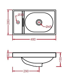Раковина 28 см ArtCeram Piano (PNL001 01 00)