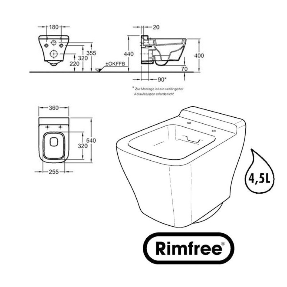 Подвесной унитаз Geberit MyDay 201460000, безободковый Rimfree