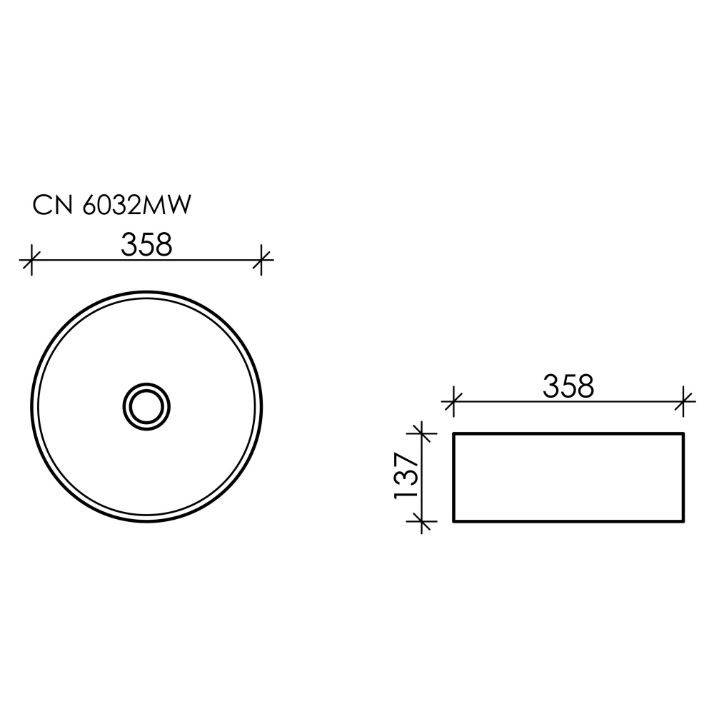 Накладная раковина Ceramicanova Element CN6032MW 36x36 белый матовый круглая