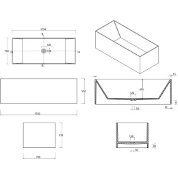 Ванна из искусственного камня Aquanet Soul Angle TC-S14 175x73, глянцевая