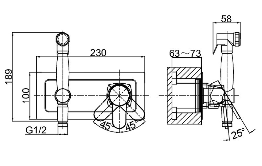 Гигиенический душ со смесителем D&K Rhein Marx DA1394501 Хром