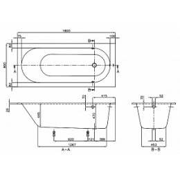 Акриловая ванна 180x80 Villeroy&Boch (BQ180OBE2V-01), Гидромассаж: нет