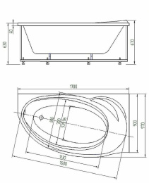 Фото Акриловая ванна 170x97 Aquatek (BET170-0000099), асимметричная