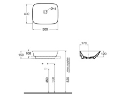 Фото Раковина AZZURRA PRUAPRLN05040000BI/(PRU50/IN bi)*0