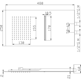 Фото Верхний душ Cisal Zen Shower ZS022510D2, серый