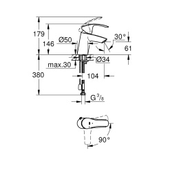 Grohe Eurosmart New 23372002 Смеситель для раковины, корпус маленький