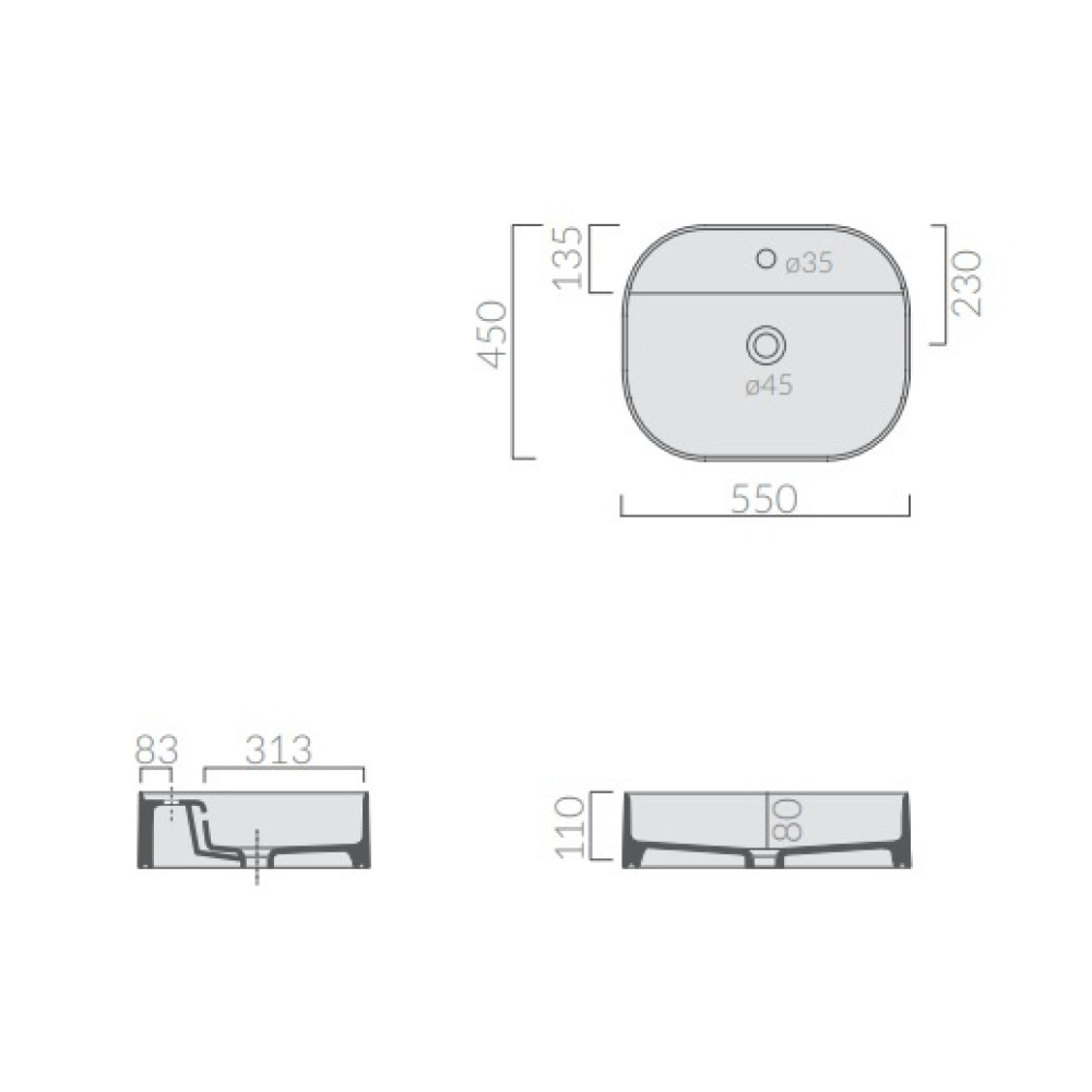 Раковина накладная Galassia Smart (7401) (55x45 см)