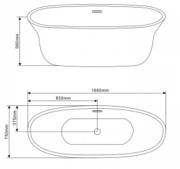 Фото Акриловая ванна 166x75 Grossman (GR-1201) отдельностоящая