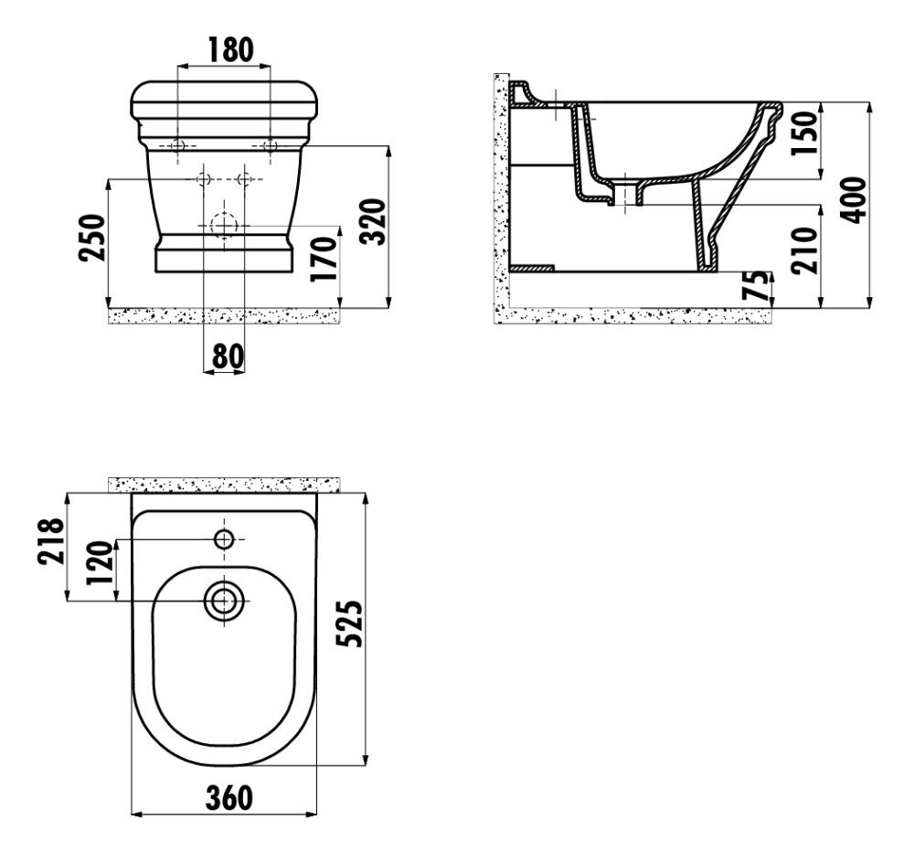 Фото Биде Creavit Antik AN510-00CB00E-0000 подвесное