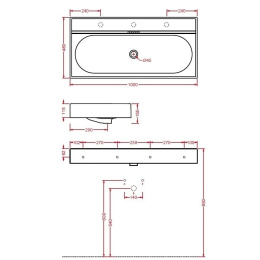 Раковина 100 см ArtCeram Piano (L3012)