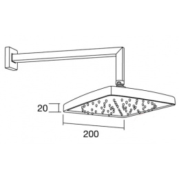 Верхний душ Верхний душ Margaroli Luxe 208SQ, 20х20 см, 1 режим струи, без держателя, хром