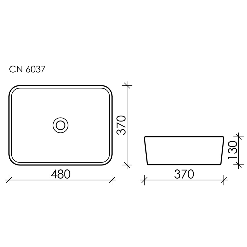 Накладная раковина Ceramicanova Element CN6037 прямоугольная 48 см