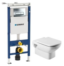 Инсталляция Geberit с унитазом Roca Dama Senso 346517000, сиденье микролифт 458.125.21.1/7.3465.1.70