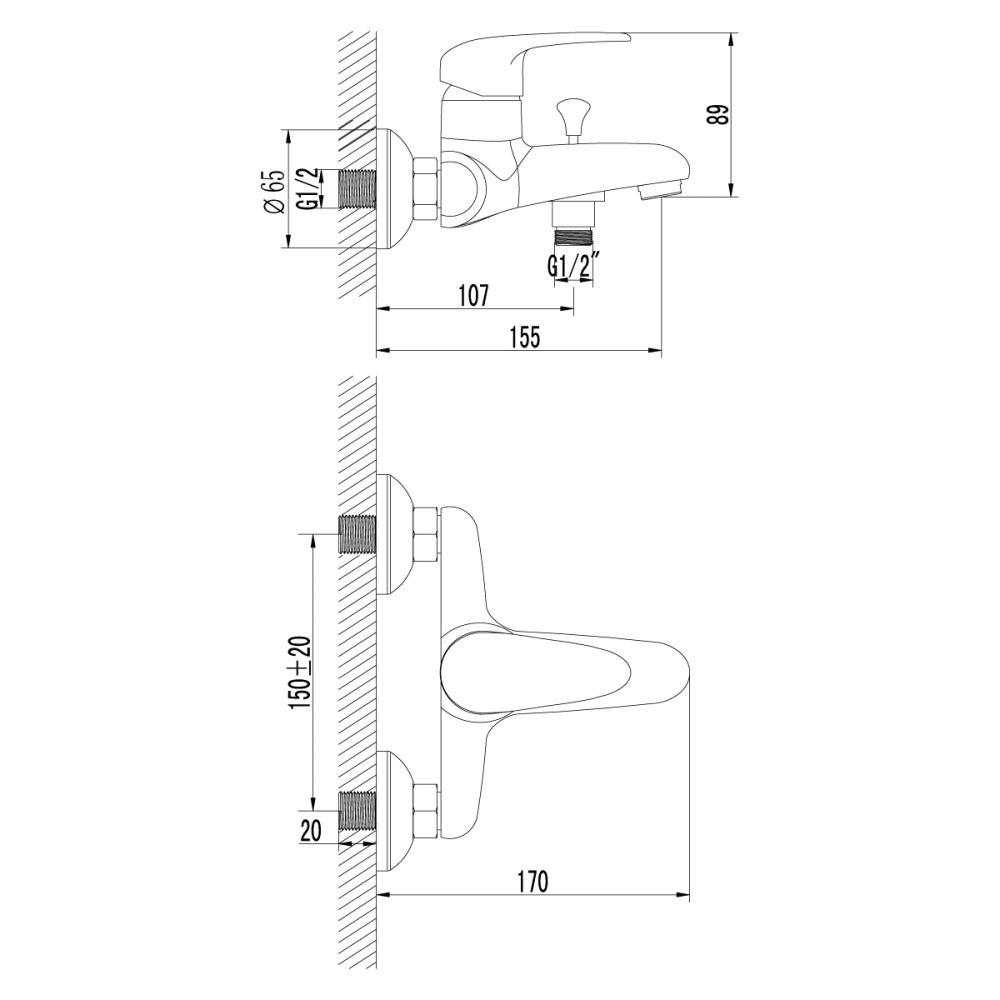 Смеситель для ванны Lemark Pramen (LM3302C) хром