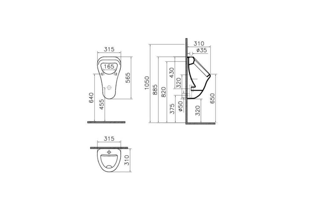 Фото Писсуар VitrA Arkitekt (Аркитект) 6202B003-0198 настенный белый