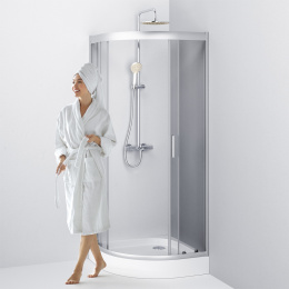 Фото Душевое ограждение 80х80 Am.Pm Gem (W90G-401-080WT) стекла прозрачные, профиль матовое серебро