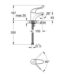 Grohe Euroeco Special 32789000 Смеситель для раковины, безопасный