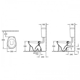 Унитаз напольный 76180101 VILLEROY&BOCH O'NOVO, 355x455 мм