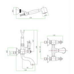 Смеситель Fiore Gioielli Sky 09CR0611 для ванны, с душевым гарнитуром, хром