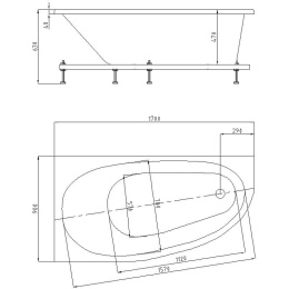 Акриловая ванна 170x90 Aquatek (DIV170-0000002), асимметричная