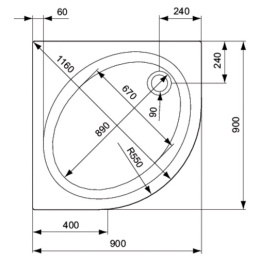 Поддон душевой Ideal Standard CONNECT 900 x 900 мм, K198401 акриловый, сегментный, белый