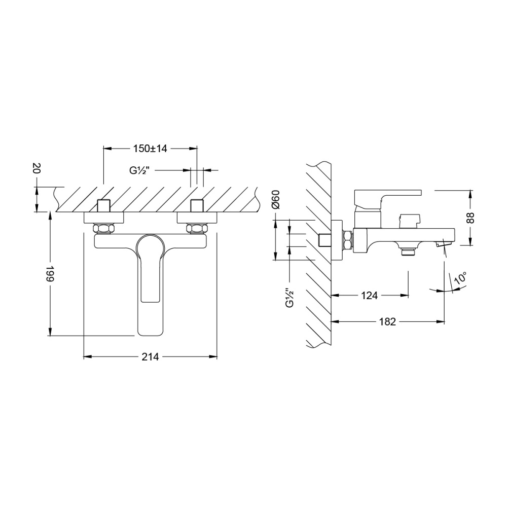 Смеситель для ванны Lemark Aura (LM0614CH) хром