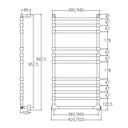 Электрический полотенцесушитель Margaroli Sole 514TS4711OBNB 52х99,2 см