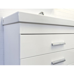 Фото Тумба-умывальник Comforty Никосия-80Н белый глянец с раковиной Fest 80