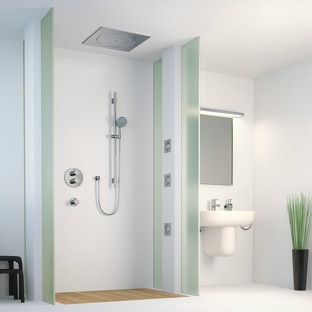 Верхний душ Grohe Rainshower F-series 27271KSO, 25,4*25,4 см, 1 режим струи, без держателя, черный б