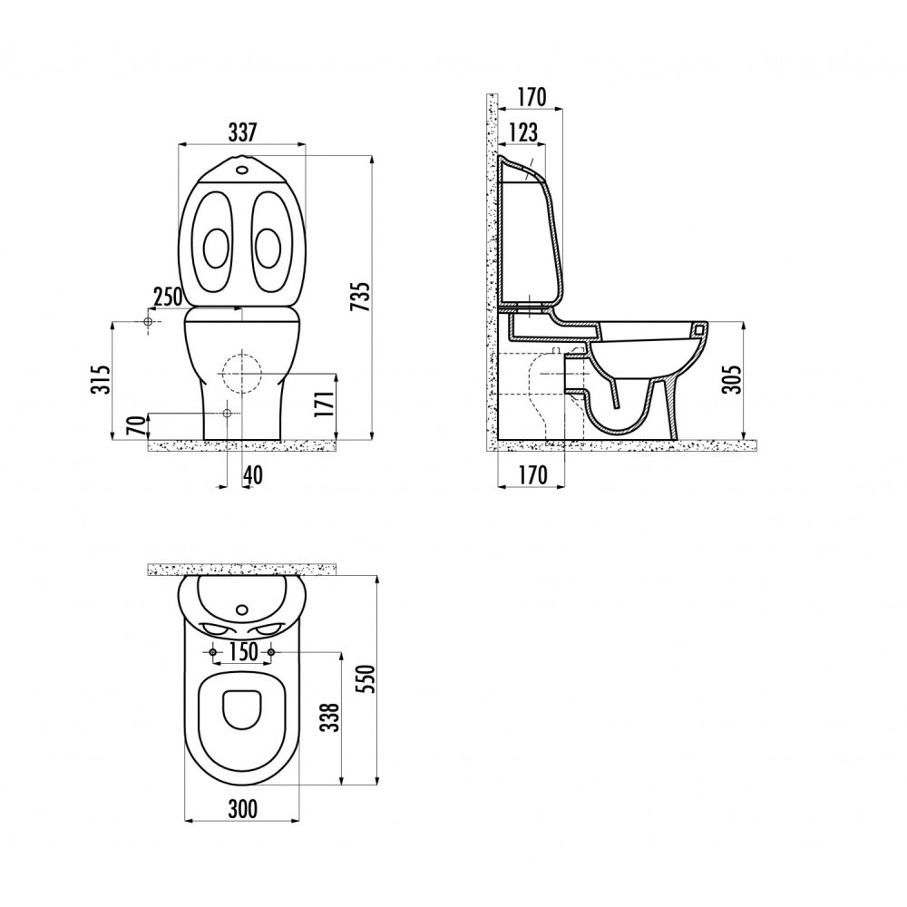 Унитаз детский утенок Creavit Ducky DC360 комплект