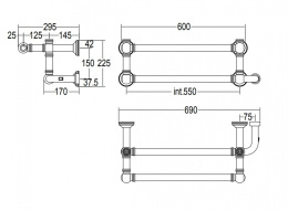Фото Полотенцесушитель электрический Margaroli Armonia 9-592 95925502GOBP Box, c полкой, высота 22.5 см, 