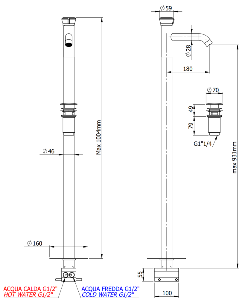 Фото Смеситель для раковины Remer Element ET18RP, медь брашированная