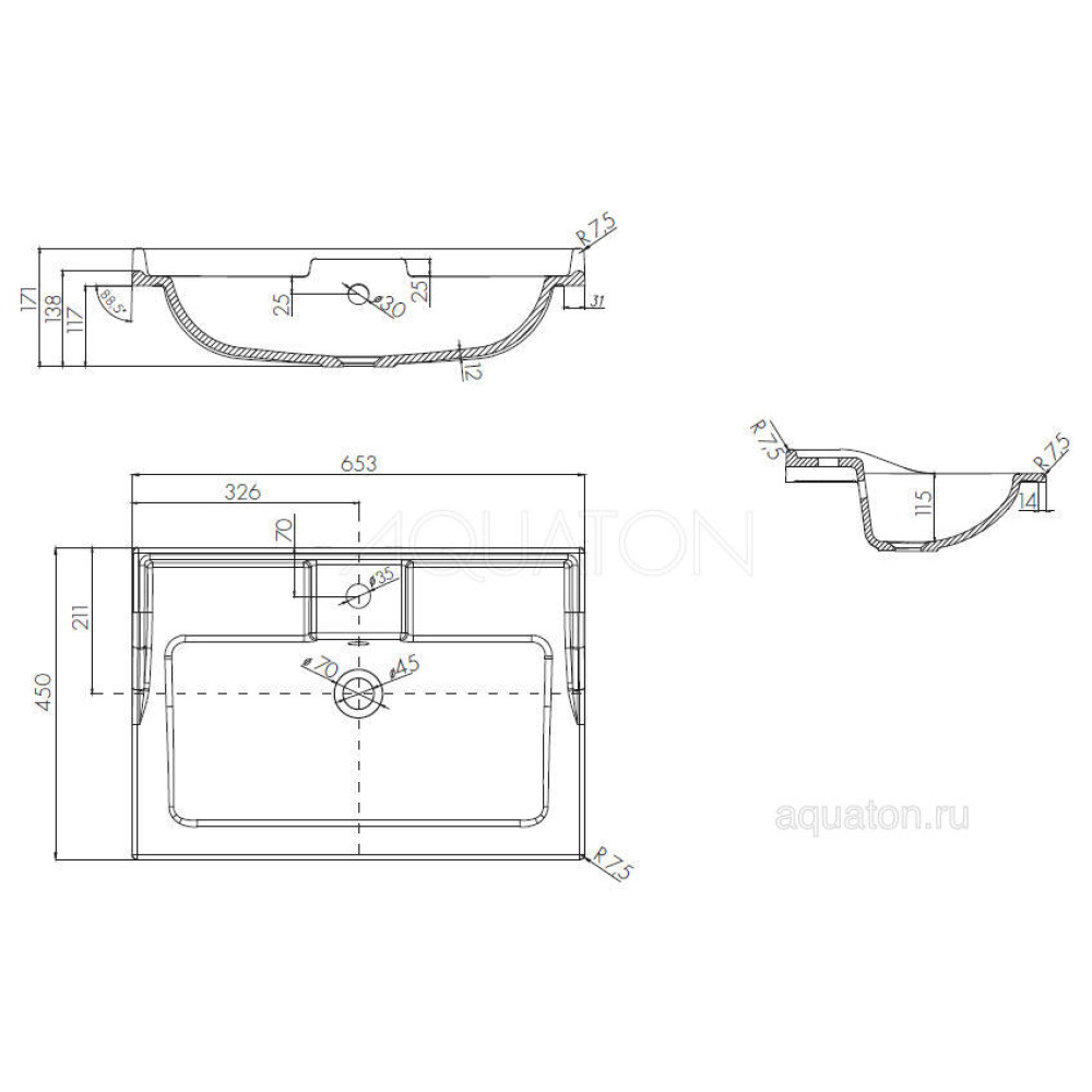 Раковина Aquaton Фабиа 65 белая 1A708731FB010