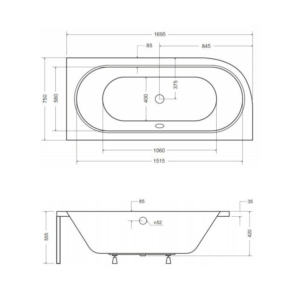 Фото Акриловая ванна 170x75 Besco (WAV-170-NP)