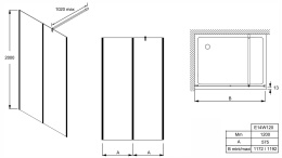 Душевое ограждение Jacob Delafon Serenity E14W120-BLV, профиль черный, стекло прозрачное